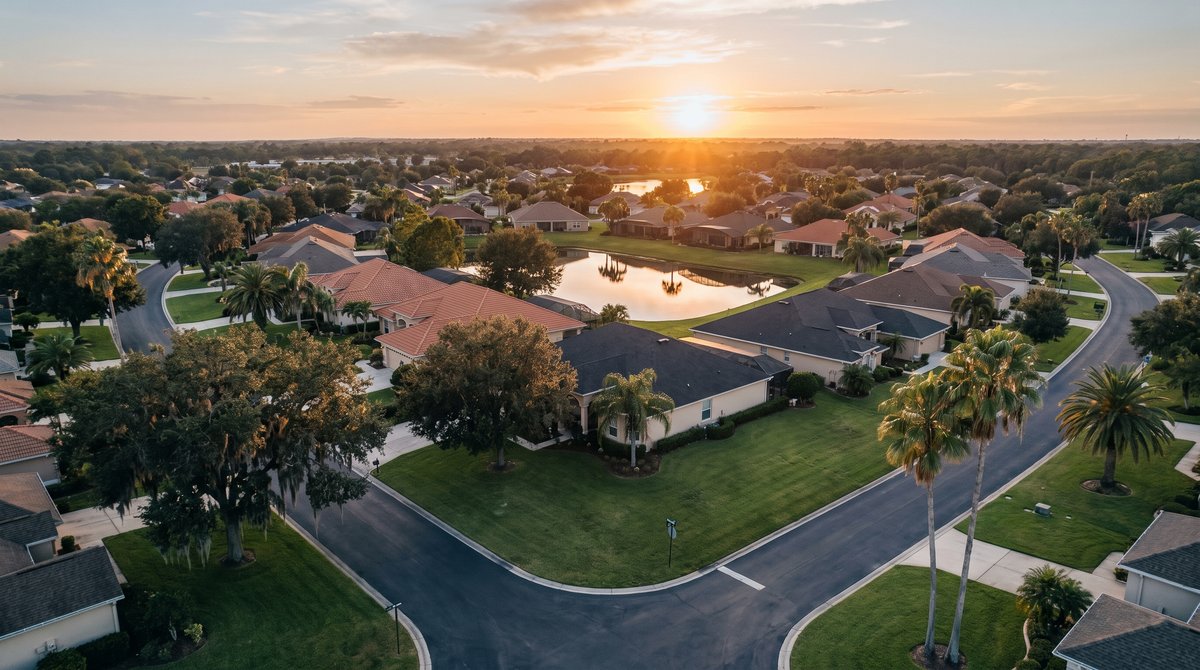 Central Florida neighborhood at sunset